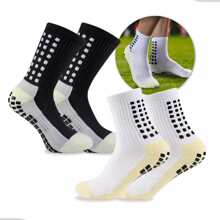 Kit 02 Pairs Of Non-Slip Football Socks, Proscks Type - Đen và trắng - Xem 1
