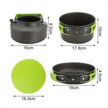 15pcs Camping Cookware Kit Hiking Picnic Cooking Bowl Pot Pan Knife Spoon Set - Variant1 - View 3