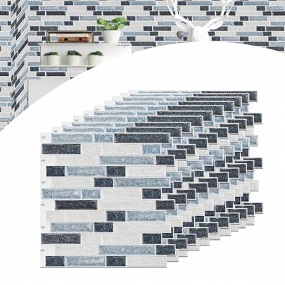 VA-Cerulean 10 Sheets 3D Tile Stickers 30 * 30 Cm Bathroom Kitchen Self-Adhesive Tiles, Waterproof Tile Stickers Tile Foil Wall Tiles Adhesive Foil, Type G/Type H/Type I/Type J/Type K/Type L/Type M/Type N/Type O