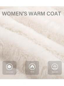 Women Faux Fur Coat Fleece Fuzzy Hooded Fluffy Shearling Sherpa-Lined Jacket - Màu be - Xem 5
