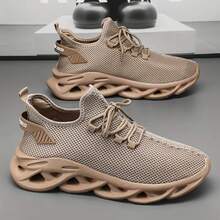 Breathable Lightweight Fashionable Mesh Sneakers For Teens, Unisex Design, Casual Sport Shoes, Walking Shoes - Khaki - View 3