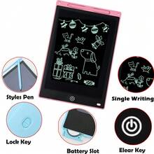LCD Writing Tablet, 8.5 Inch / 6.5 Inch / 10 Inch / 12 Inch Colorful Doodle Drawing Board, Erasable And Reusable Electronic Drawing Board For Kids; Portable Educational Toy For 3, 4, 5, 6 Years Old Boys And Girls, Early Learning Gift, Random Style - Light Pink Monochrome Handwriting - View 5