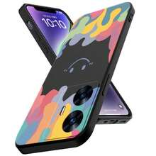 Anti-Fall TPU Protective Case Cover For Oppo Realme C55 + Rope - 黑色 - 查看 1