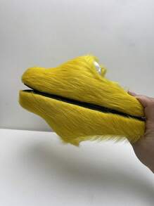 新款毛茸茸拖鞋，厚底，时尚冬季室内/室外服装 - 黃色 - 查看 3