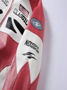 美式 PU 皮夹克外套，适合男友风格男士，宽松飞行员机车夹克，春秋嘻哈街头服饰