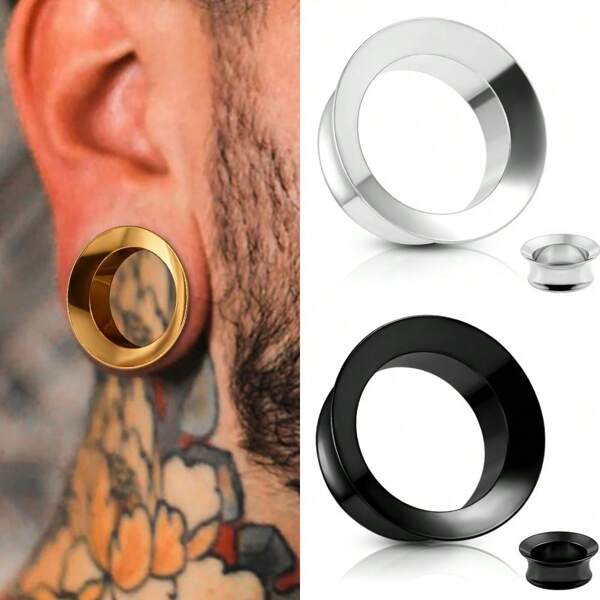 2个装 10mm-19mm 耳扩，基础款耳塞/耳洞，适用于拉伸耳洞，低过敏性 316 不锈钢耳部穿刺饰品，男女通用