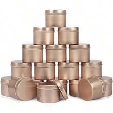 24 件套装饰铁罐，4 盎司彩色印花蜡烛容器，用于制作蜡烛 - 金色 - 查看 5