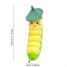 Fluffy Caterpillar Plush Doll, Ruffled Caterpillar Stuffed Animal Long Pillow Gift - Green - View 2