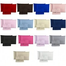 Queen Size 3 Pieces Plain Fitted Sheet Set With Elastic Immediate Shipping - Hồng - Xem 1