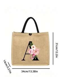 两件套，包含一个粉色花朵黑色字母亚麻手提包（可定制姓名首字母）和一个配套小包，简约优雅，可作为伴娘婚礼礼物、化妆包或旅行收纳包。 - 卡其色 - 查看 10