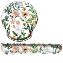 2 件装键盘腕托支架人体工学鼠标垫桌面记忆海绵键盘套装鼠标垫带腕托适用于电脑键盘黑花 - 多款花色 - 查看 16