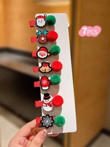 7/14/21 件儿童圣诞发夹，配可爱毛绒球 - 彩色 - 查看 16