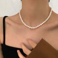 1pc Handmade Faux Pearl Beaded Necklace, Elegant Vintage Style, Hypoallergenic Luxury Jewelry, Perfect Gift For Mother's Day, Valentine's Day, Wedding & Celebrations, Versatile Daily Charm For Women Valentines,Mom,Mother,Mother's Day,Gift