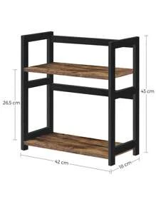 SONGMICS OFS046B01 2-Tier Storage Rack, Desk Organizer, Bamboo Frame, For Kitchens, Dining Rooms, Offices, Rustic Brown And Black - 鏽棕色 - 查看 7