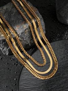 3 件男士不锈钢黑色项链哥特风格简约个性化万圣节珠宝适合日常佩戴 DIY 节日礼物