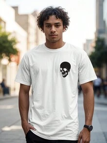 T-Shirt Gothic Shirt Skulls Black White Ref 2034 VEST NERD - 白色 - 查看 3