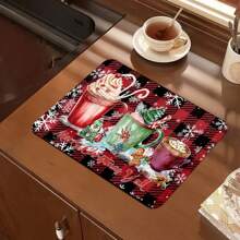 1 tấm thảm lau chân bếp bằng sợi siêu mịn siêu thấm hút, thảm lau chân bếp hình đồ thủy tinh và đồ uống theo chủ đề Giáng sinh, thảm lau chân bếp - Nhiều màu - Xem 15