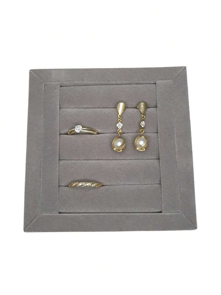 Mini Velvet Tray For Ring And Earring - Xám - Xem 3