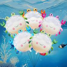 Cartoon 3D Jellyfish Aluminum Foil Balloon Set, Jellyfish Octopus Sea Themed Party Decoration, Mermaid Party Decor, Birthday Party Supplies,Christmas - Multicolor - View 8