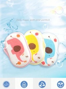 1 件裝可愛大象嬰兒身體海綿刷沐浴球 - 藍色 - 查看 1