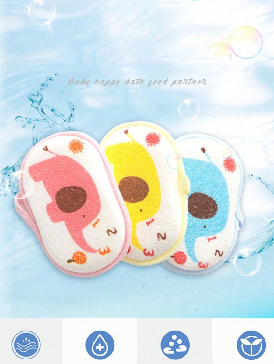 1 件裝可愛大象嬰兒身體海綿刷沐浴球 - 藍色 - 查看 1