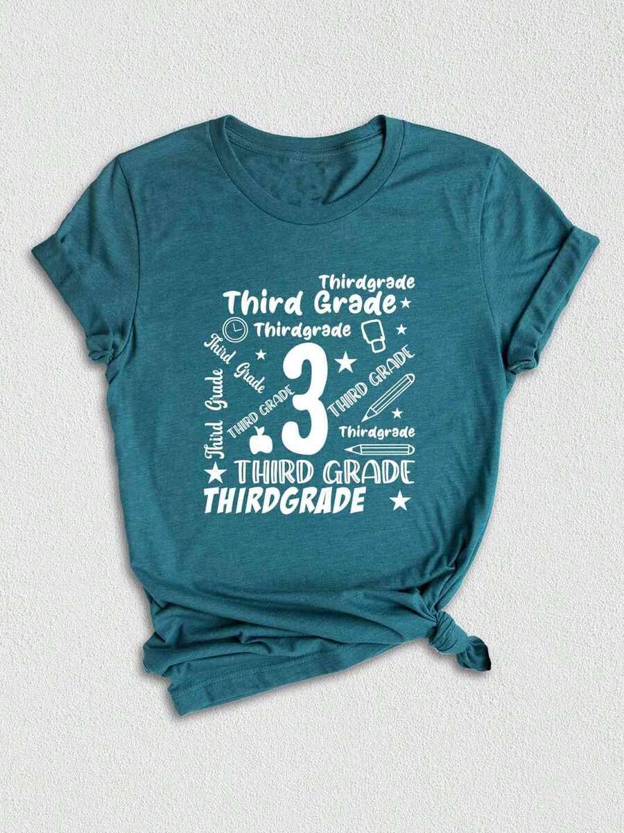 3rd Grade Shirt, Third Grade Shirt, School Team Shirt, Grade Shirt, Teacher Shirt, Grade Teacher Shirt, Teacher Life Shirt, Teacher Gift - Deep Teal Heather - Xem 1