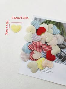 60pcs Multi-Design Heart Shaped Embossed DIY Hair Accessories Materials