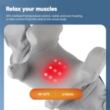 頸部按摩器，電動背部肩頸按摩器深度揉捏按摩枕頭，適用於頸部、背部、肩部，聖誕禮物 - 灰色 - 查看 5