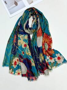 New Simple Print Women Scarf Fashion Neck Wrap Spring/Summer Sun Protection Beach Shawl Linen Feel For Ladies - Multicolor - View 15