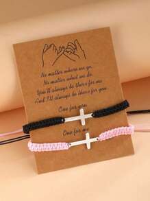 2pcs Fashion Stainless Steel Cross Fair Couple Bracelet Valentine's Day Interesting Festival Decoration Gifts,Mom,Mother,Mother's Day,Gift