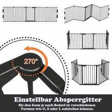 Froadp High Fireplace Guard Grill Foldable Metal Fireplace Grill With Pet Gate Door 5 Panels - Black - View 4