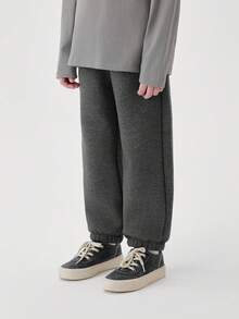 MARC&JANIE 女童休闲时尚保暖内衬宽松慢跑裤，带松紧袖口，适合冬季穿着 - 深灰色 - 查看 2