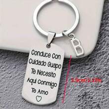1pc Spanish Engraved Casual Style Stainless Steel Keychain, Romantic Valentines Gift For Husband Or Boyfriend Car Accessories Bag Charm School Letter Cute Goth Y2k Bag Accessories Lanyards With Id Holder Car Accessories Bag Charms