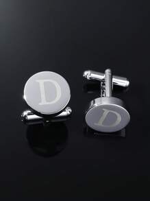 1 paire Boutons De Manchette De Simple Et À La Mode Pour Homme laser 26 Alphabet Anglais