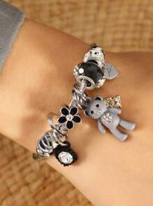 1pc Heart & Key Design Bracelet For Women, Suitable For Daily Wear - Silver - View 6