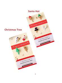 Set de 4 piezas de tenedores en forma de árbol de Navidad, de plástico de colores brillantes, tenedores creativos y lindos para decoración de comida, colores aleatorios - Multicolor - Ver 8