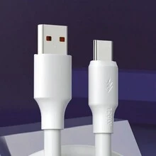 6A Thick 120W USB Type C Data Cable, Super Fast Charging, Compatible With Computers, Vivo, OPPO, Honor, Phones - White - View 3