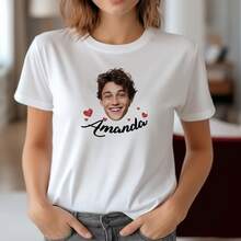 1 Áo phông ảnh tùy chỉnh, Áo phông mới lạ, Quà tặng cho phụ nữ, Quà tặng ngày lễ tình nhân cho cặp đôi, bạn bè, gia đình, Áo phông Modal bên trong tùy chỉnh - trắng - Xem 4