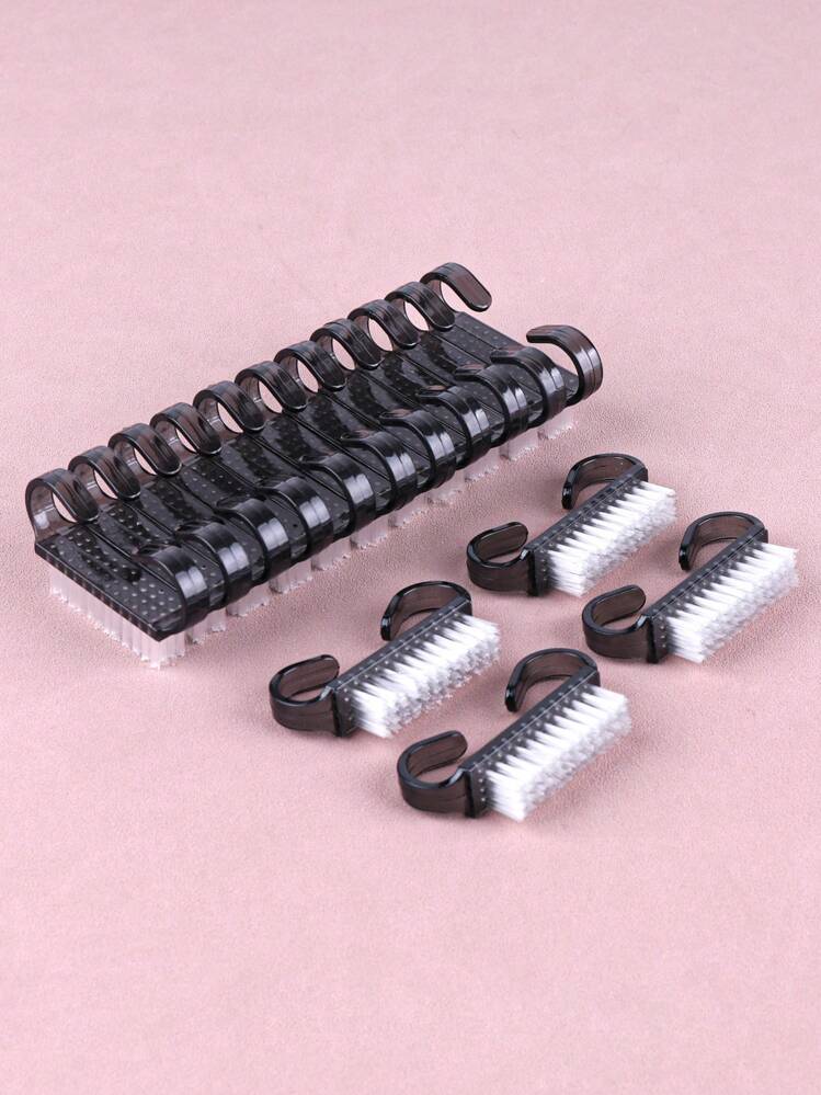 10pcs/50pcs Small Black Nail Brush, Nail Dust Cleaner Brush, Multi-Function Nail Art Brushes - Black - View 2