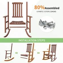 Outdoor Rocking Chairs Set Of 2, All Weather Resistant Porch Rocker Chairs With High Back, 350Lbs Support, Wood Rocking Chair For Backyard, Patio, Garden, Indoor - Brown - View 5