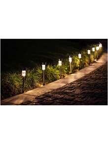 10pcs Pack Outdoor Solar Light, Light Control LED Light, IP65 Multi-Function Path Light, Can Be Used For Outdoor, Garden, Waterproof Pavement Light, Etc. - 銀色 - 查看 6