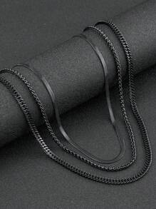 3 件男士不锈钢黑色项链哥特风格简约个性化万圣节珠宝适合日常佩戴 DIY 节日礼物