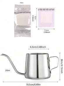 1 件装不锈钢鹅颈咖啡壶（带盖/不带盖）学校用品返校 - 黑色 - 查看 24