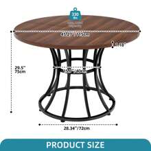 Round Dining Table For 4-6 People 45 Inch Modern  Dinning Room Table Circle Kitchen Table Industrial Dinner Table With Metal Base For Kitchen, Living Room