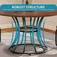 Round Dining Table For 4-6 People 45 Inch Modern  Dinning Room Table Circle Kitchen Table Industrial Dinner Table With Metal Base For Kitchen, Living Room