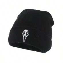 欧美时尚个性手势鬼脸刺绣双面针织帽男女款保暖滑雪帽街头朋克嘻哈针织帽万圣节 - 多色 - 查看 11