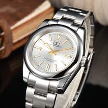 Đồng hồ cơ tự động 39mm dành cho nam, Bộ máy NH35, Vỏ thép không gỉ, Viền trơn, Đồng hồ thể thao, Mặt kính Sapphire, Phát sáng, Chống nước - Bạc - Xem 11