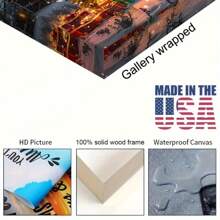 1pc Christmas Vintage Red Truck Canvas Art Printed Poster With Frame - Christmas Tree Gift Printed Canvas Poster - High Definition Modern Home Decoration For Living Room, Bedroom, Office - Blue - View 5