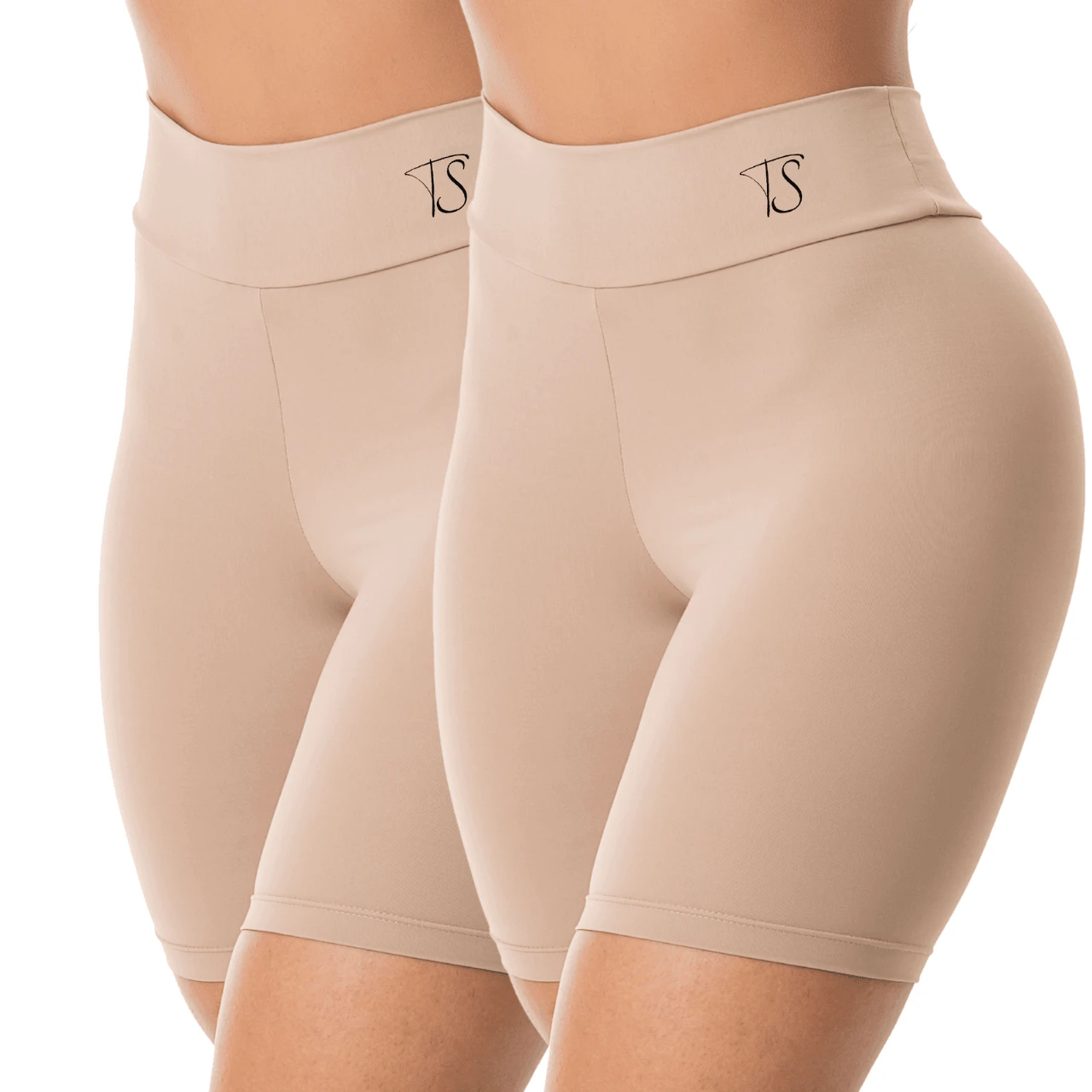 KIT 2 Shorts Second Skin Cos High Double Bermuda Anagua Shapewear Lingerie - Màu nâu Sô-cô-la - Xem 1