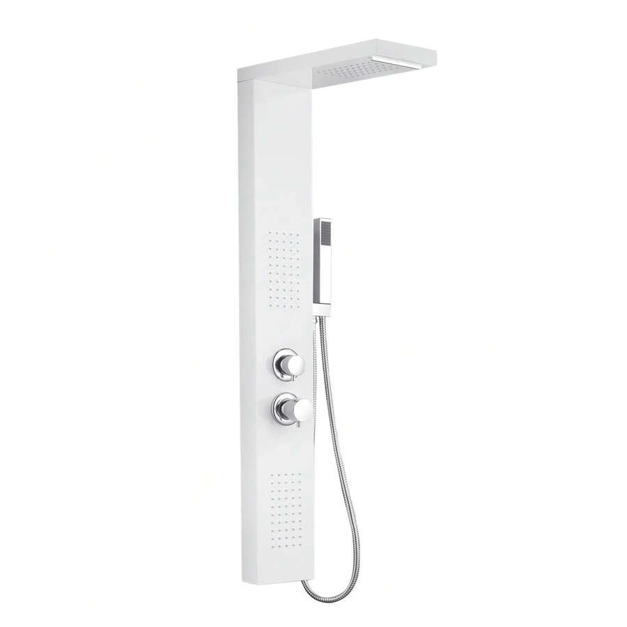 Froadp Shower Column Stainless Steel Shower System Rainfall Shower With Shower Head, Hand Shower, Massage Jets For Shower And Bath - White - View 1